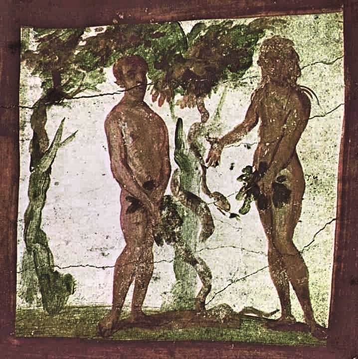 Adam i Ewa, fresk z katakumb Piotra i Marcelina w Rzymie, IV w.