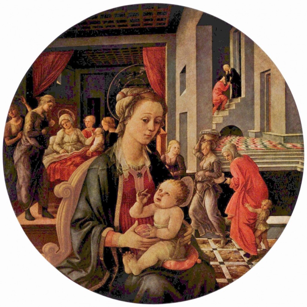 Filippo Lippi, Madonna z Dzieciątkiem i sceny z życia św. Anny, 1492 r.