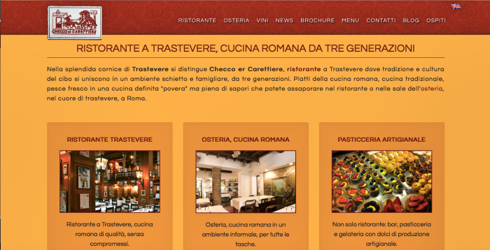 Zrzut ekranu ze strony restauracji: www.checcoercarettiere.it