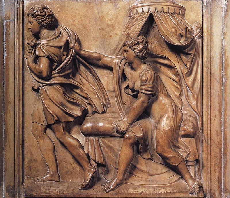 Józef i żona Putyfara – płaskorzeźba z ok. 1520 r.