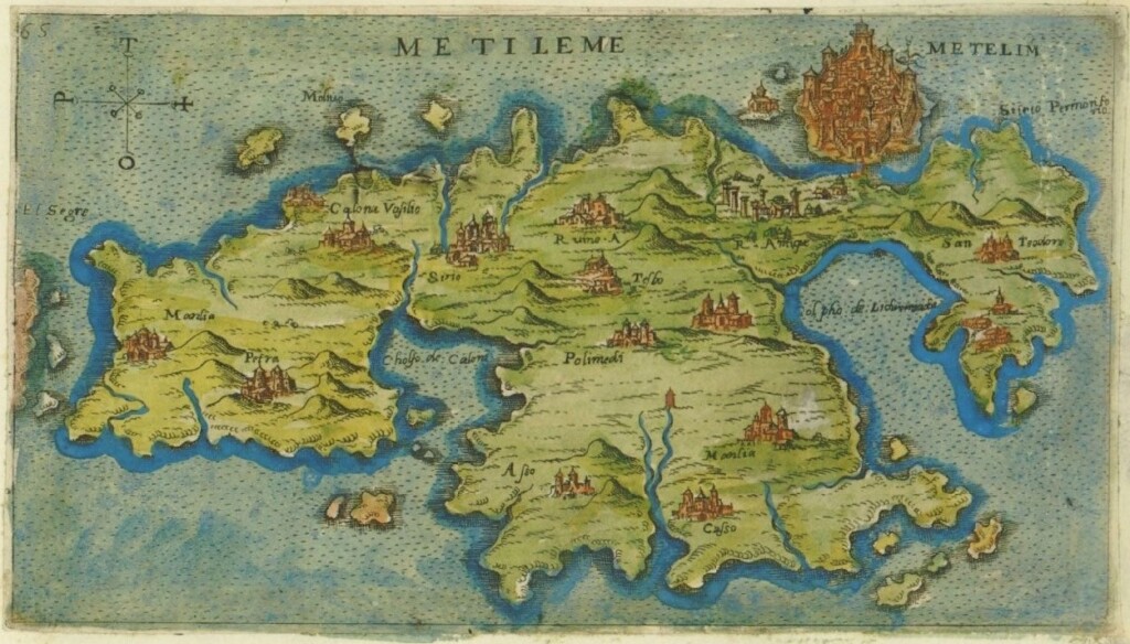 Szesnastowieczna mapa Lesbos autorstwa Giacomo Franca