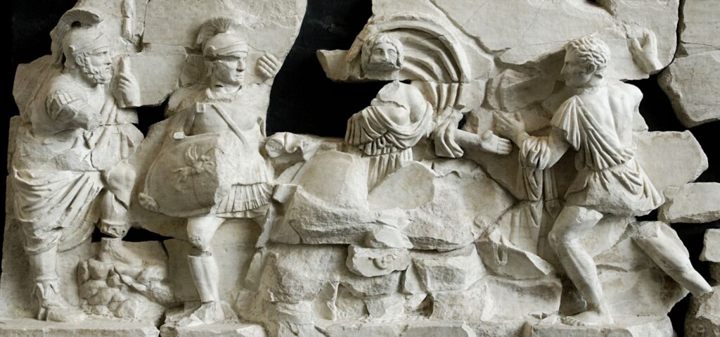 Żólnierze sabińscy i Tarpeja (fryz z Basilica Aemilia w Rzymie)