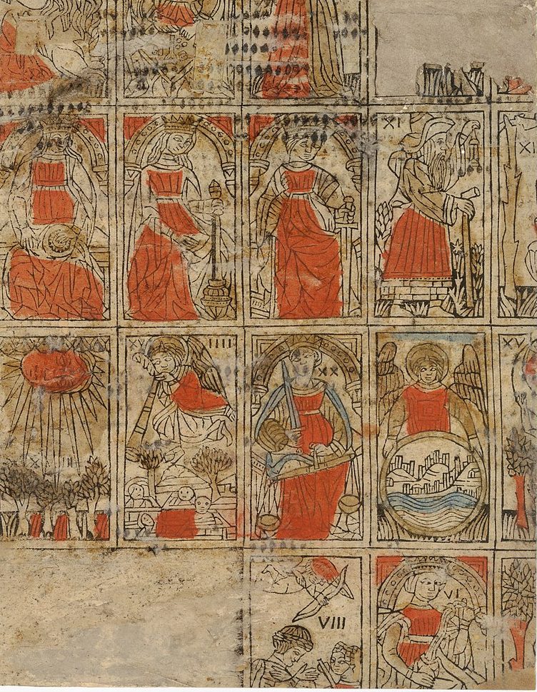 Karta z symbolami tarota pochodząca z Ferrary we Włoszech, ok. 1500 r.