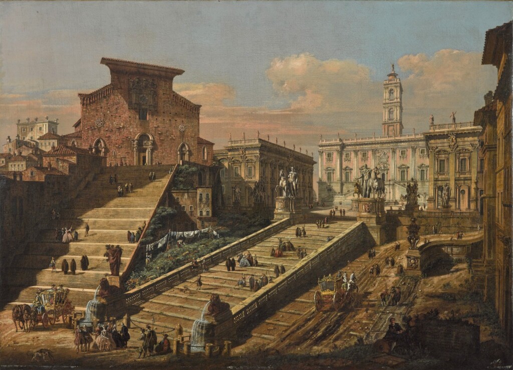 Obraz Bernarda Bellotta zw. Canalettem Widok Kapitolu z kościołem Santa Maria in Aracoeli