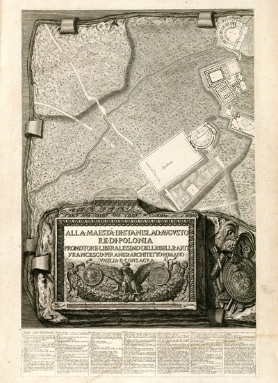 Francesco Piranesi, Fragment planu Willi Hadriana z dedykacją dla polskiego króla Stanisława Augusta, 1781