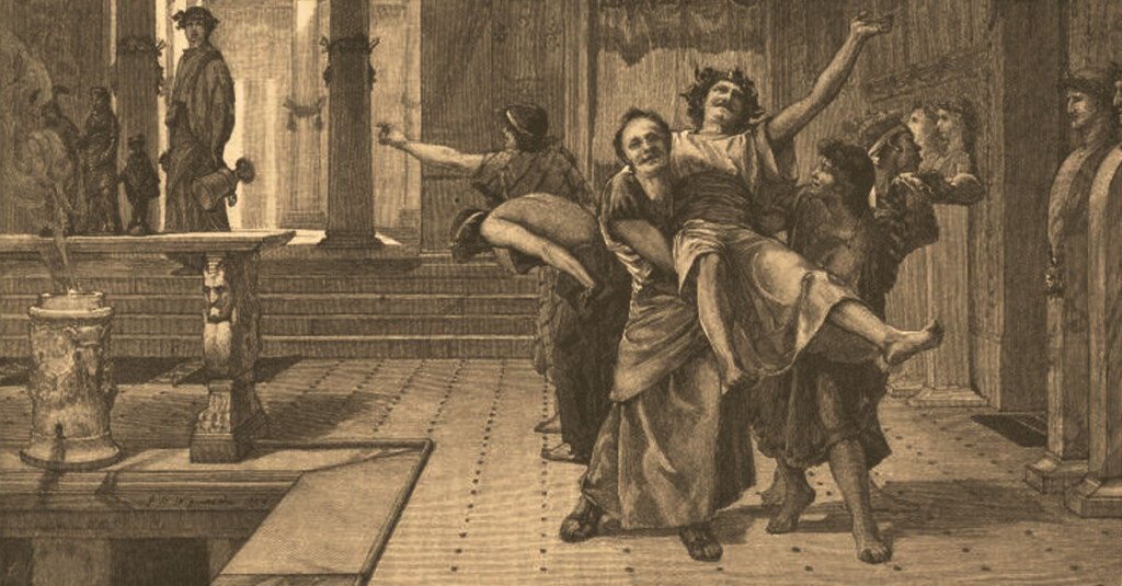 Rycina "Rzymskie Saturnalia" Johna Reinharda Weguelina (1884)
