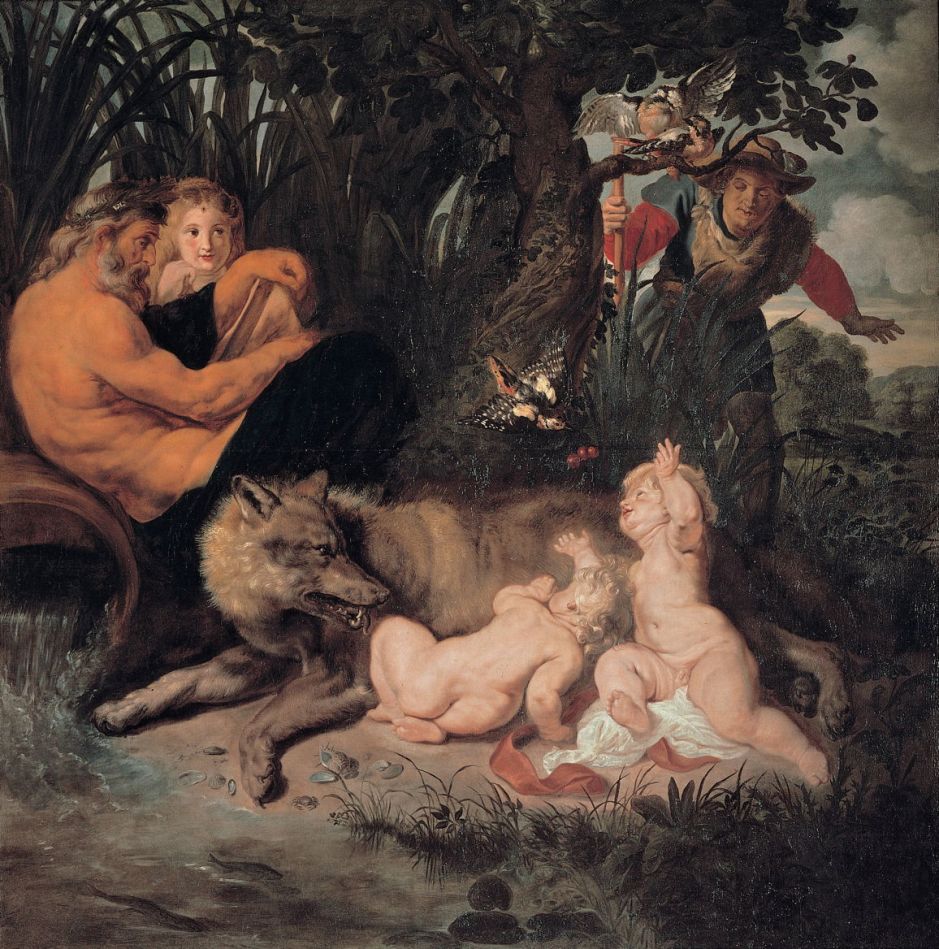 Peter Paul Rubens (1577–1640) ukazał Romulusa i Remusa z karmiącą ich wilczycą. Chłopcy zostali wcześniej wrzuceni do rzeki Tyber na polecenie stryjecznego dziadka Amuliusza, który przejął rządy nad miastem Alba Longa. Matką bliźniąt, westalka Rea Sylwia, umieściła chłopców w koszyku, dzięki czemu uratowała dzieciom życie