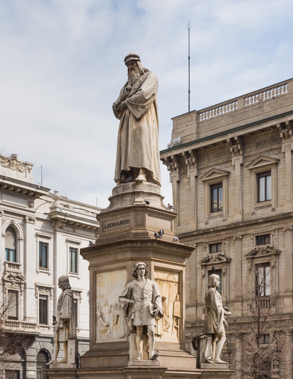 Pomnik Leonarda da Vinci przy Palazzo Marino w Mediolanie, fot. © CEphoto, Uwe Aranas
