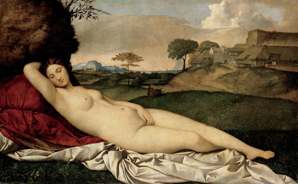 Śpiąca Wenus (obraz prawdopodobnie ukończony przez Tycjana po śmierci Giorgionego w 1510)