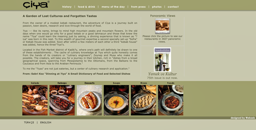 Strona internetowa restauracji Çiya Sofrasi