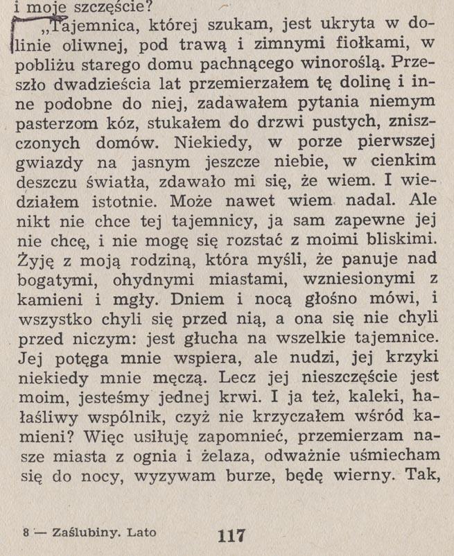 Jeden z ulubionych cytatów Jacka pochodzący z książki A. Camusa Zaślubiny. Lato