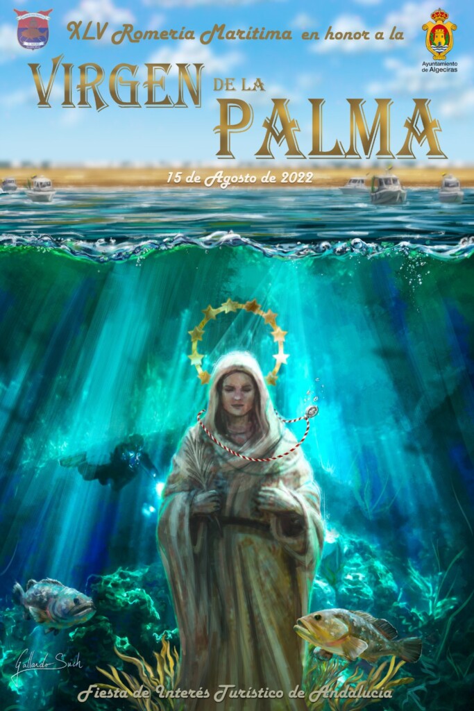 Plakat przypominający o święcie 15 sierpnia w Algeciras na stronie miasta
